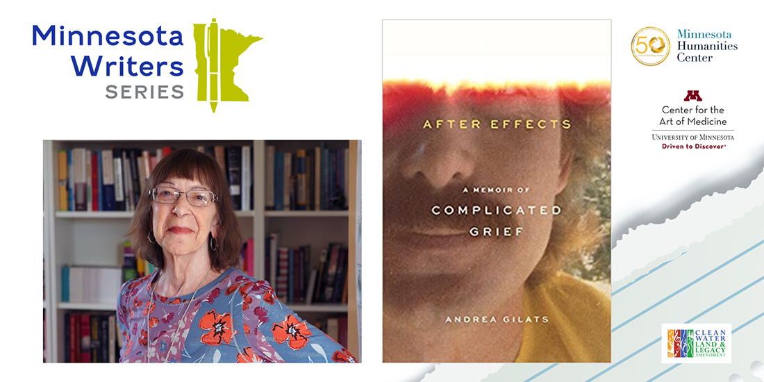 Composite image of author Andrea Gilats and the cover to her book, "After Effects: A Memoir of Complicated Grief."