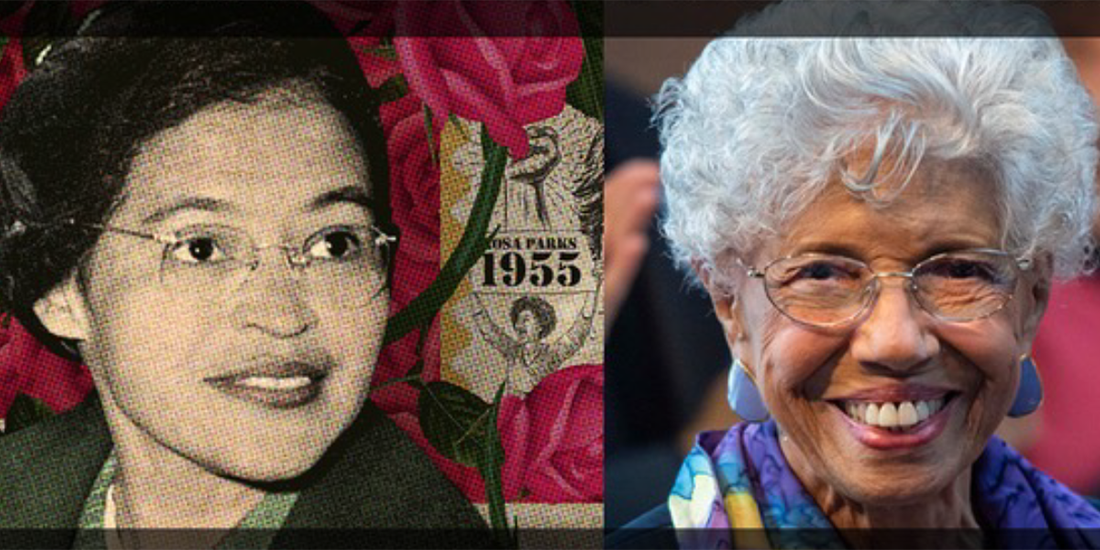 Composite image featuring a photo of Rosa Parks and a photo of Dr. Josie R. Johnson.