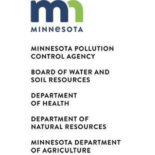 Logo for Minnesota State Agencies: Minnesota Pollution Control Agency, Board of Water and Soil Resources, Department of Health, Department of Natural Resources, and Department of Agriculture.
