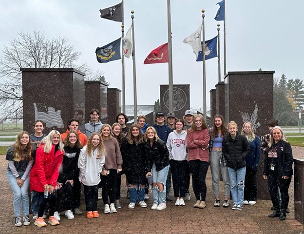 Students and Veterans visiting the All Veterans Memorial museum and appreciation breakfast.