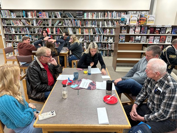 Students and Veterans visiting the All Veterans Memorial museum and appreciation breakfast.